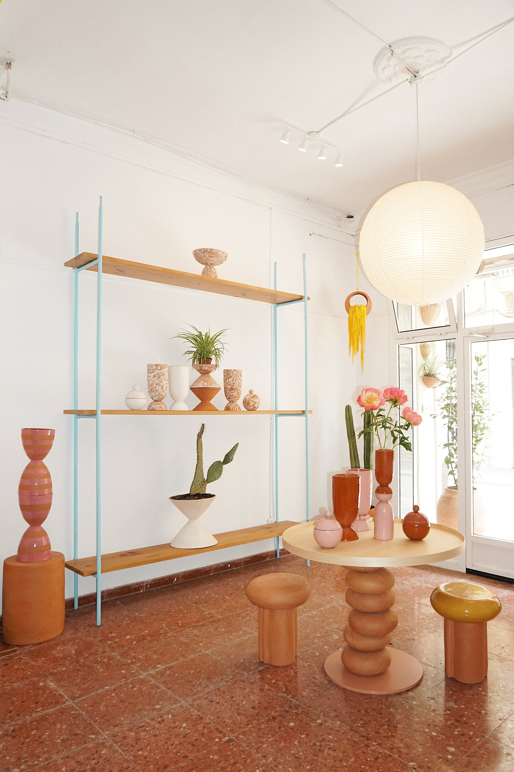 Luminous space showcasing different ceramic products